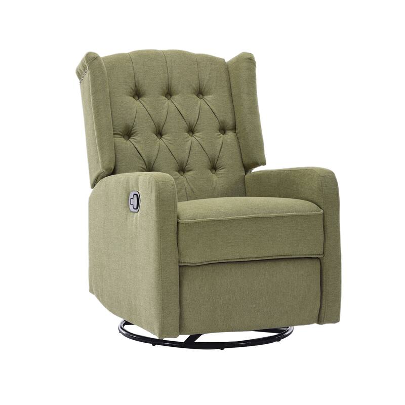 HOMEFUN Upholstered 360 Degree Swivel Rocking Recliner Chair for Bedroom,Living Room
