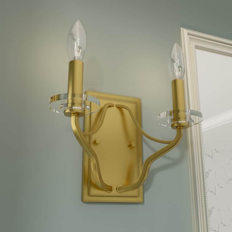 Acroma 2-light Mid-century Modern Candle Gold Wall Lights