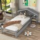 preview thumbnail 2 of 16, Twin Bed with Roofed Bookcase Headboard, Pull-Out Trundle, Easy Assembly