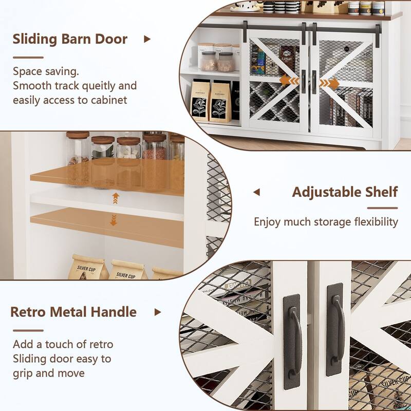 Meyreso Food storage cabinet Contemporary/Modern White Kitchen hutch with Wine Storage