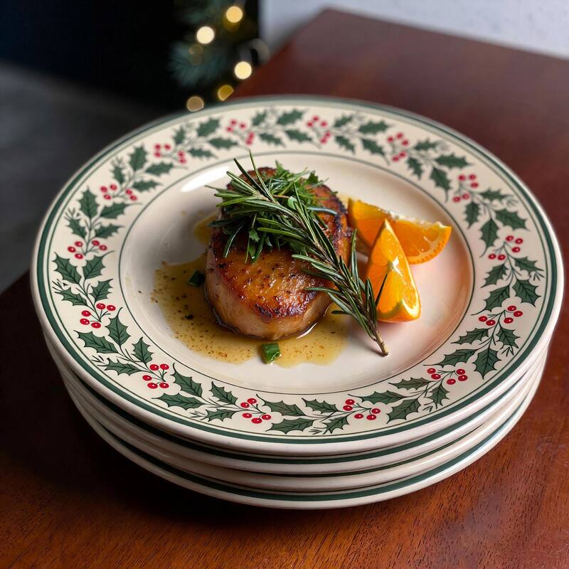 Spode Christmas Tree Set of 4 Holly Plates - 10 in