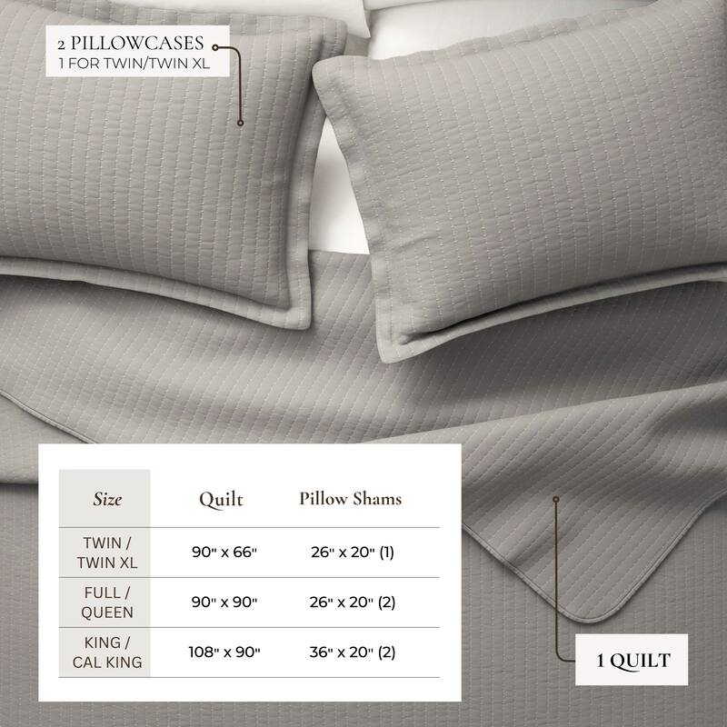 Linery & Co. Detailed Channel Stitch Microfiber Quilt Set With Shams.