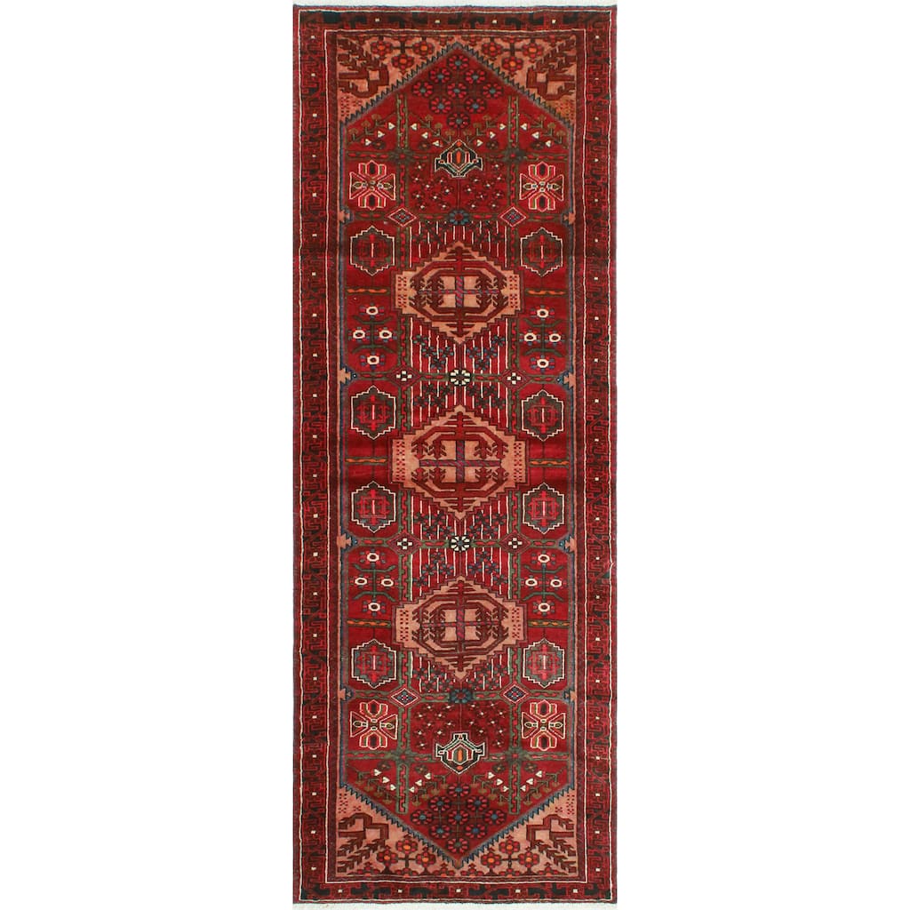 Fine Vintage Distressed Ipyana Burgundy/Brown Runner - 3'4" x 9'4"