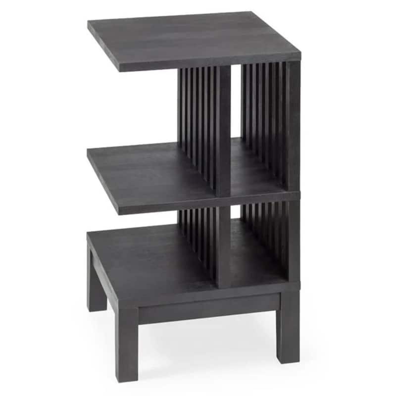 Nightstand set of 2 Black Solid Beech for Bedroom, Livingroom
