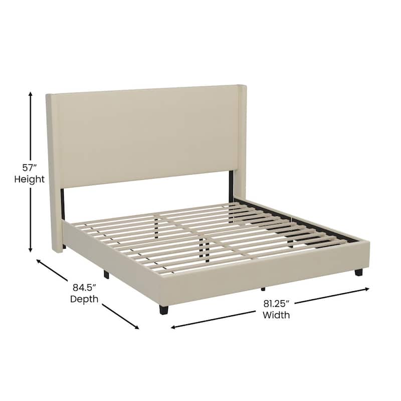 Modern Upholstered Platform Bed with Channel Stitched Headboard