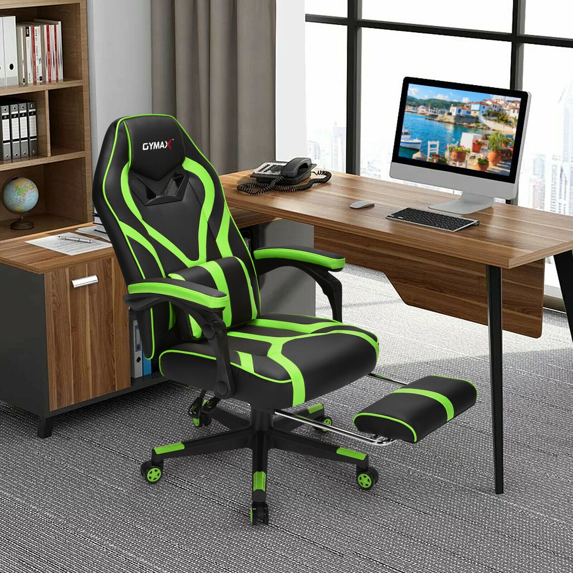 Details about   Gymax Massage Gaming Chair Racing Recliner Computer Desk Chair w/Footrest Green 