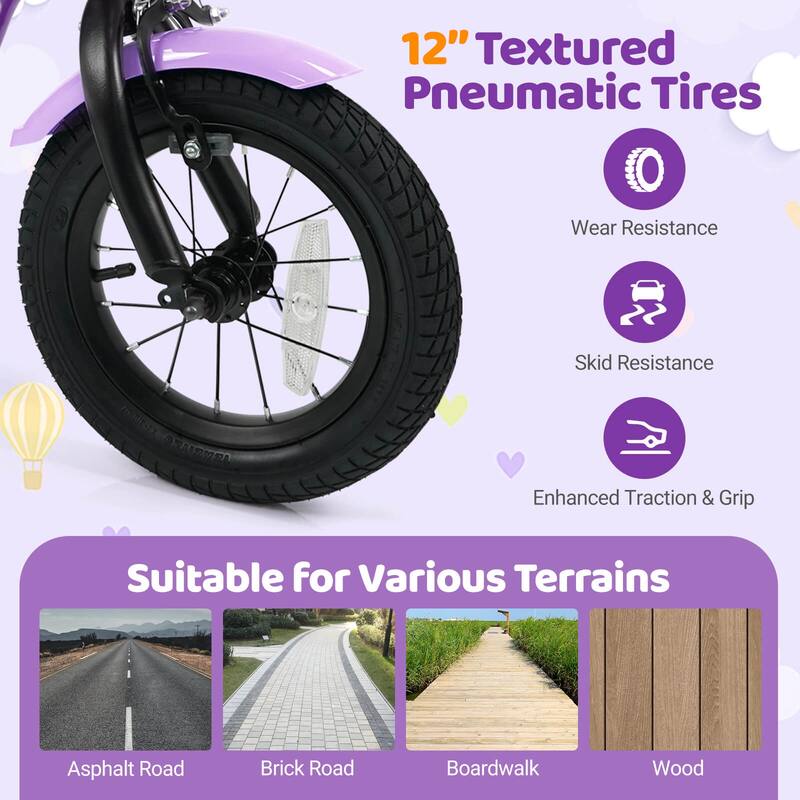 Costway 12”/14”/16”/18” Kids Bike with Training Wheels, Basket, Hand & - See Details