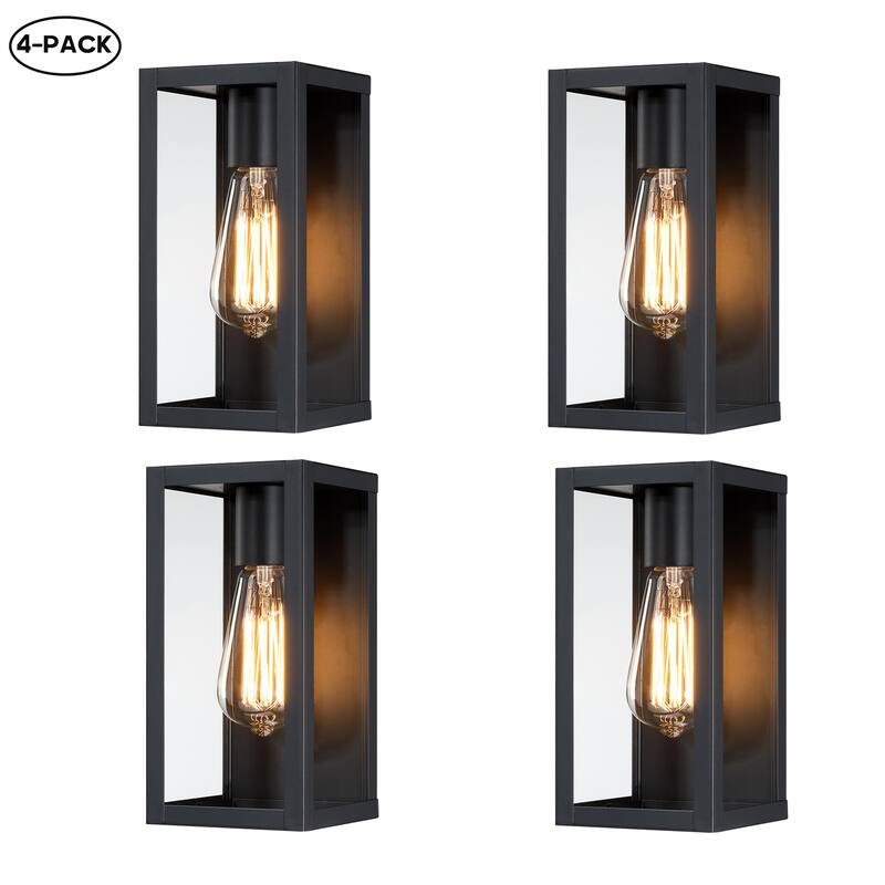 1-Light 12.76in Outdoor Wall Light with Matte Black Finish & Clear glass shade