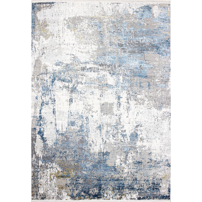 Bashian Grettel Ivory/Blue Contemporary Area Rug