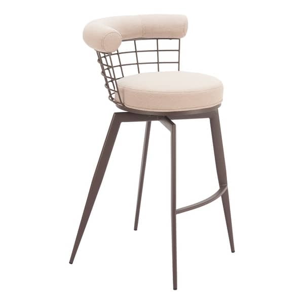 slide 2 of 8, Saku Swivel Barstool Beige & Brown Beige/Brown
