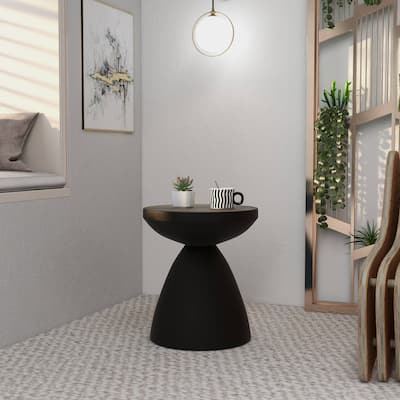 Dune 17-Inch Round Side Table in Fiberstone Accent End Table for Indoor and Outdoor Patio Use
