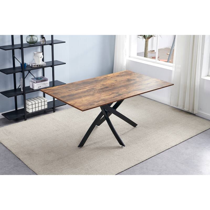 Rectangle MDF Dining Table with Metal Base