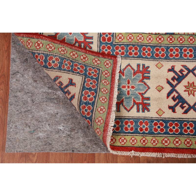 Hand Knotted Oriental 100% Wool Carpet Traditional Geometric Red Kazak Area Rug - 9' 8'' X 7' 11''