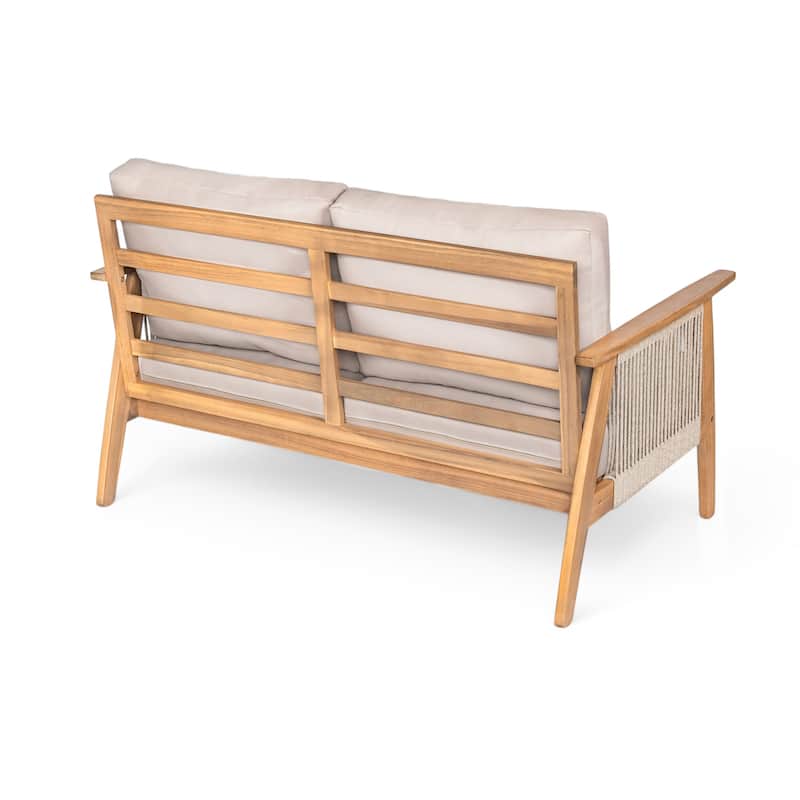 Christopher Knight Home - Riley Outdoor 4-piece Acacia Wood and Rope Sectional Patio Sofa Set