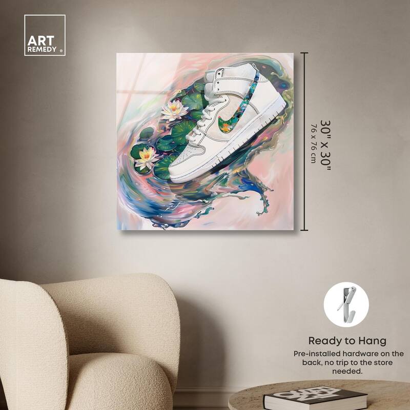 Lilypads Sneaker Splash Acrylic by Art Remedy, Ready to Hang