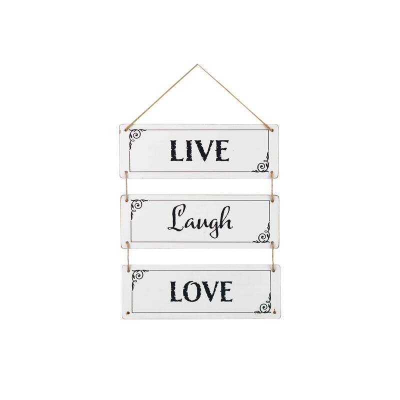 HomeRoots 14" X 12" Black And White Reversible Inspirational Love Text Wood Wall Decor