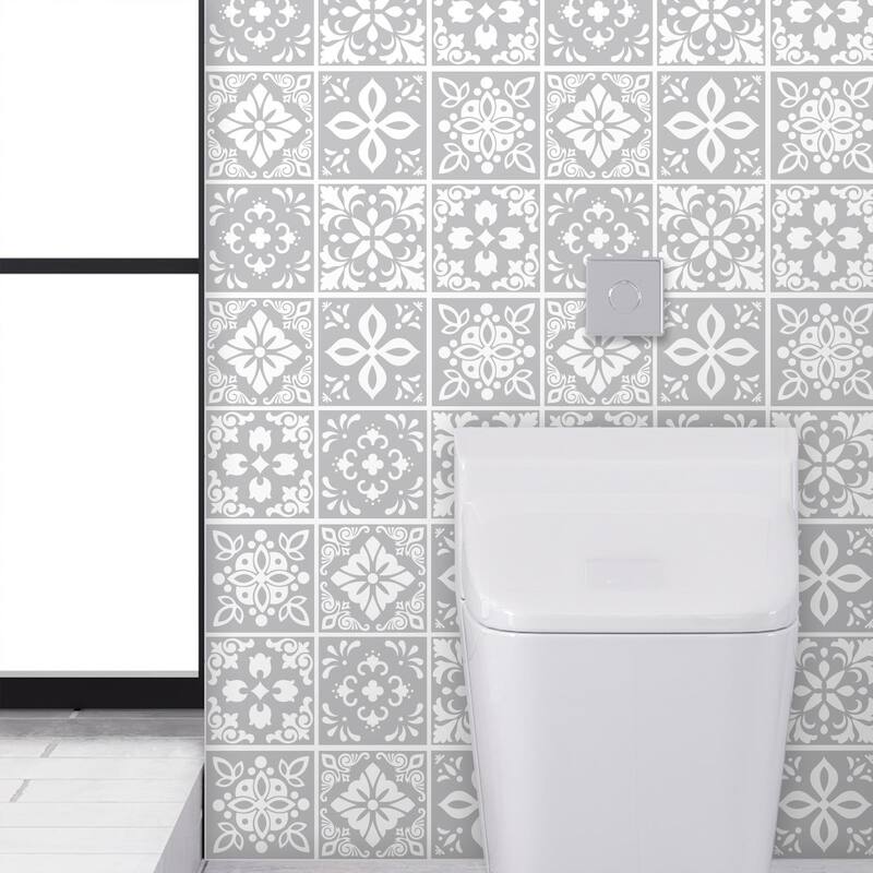 Walplus Andalu Light Grey Cement Spanish Tile Sticker Peel and Stick