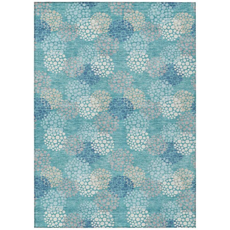 HomeRoots Polka Dot Transitional Rectangle Outdoor Rug