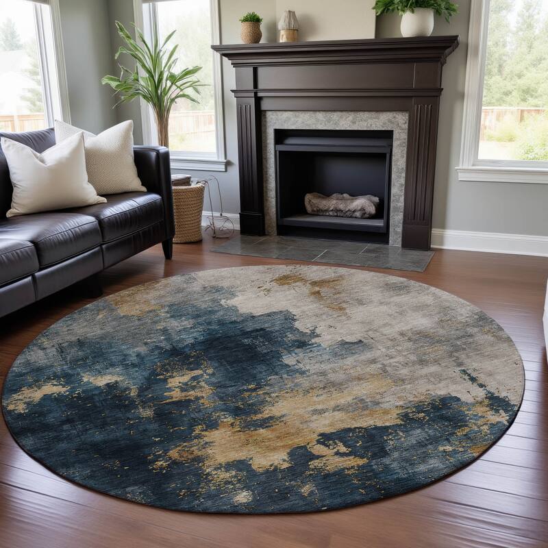 Premium Washable Super Soft Modern Chic Mayfield Rug - Blue - 8' x 8'