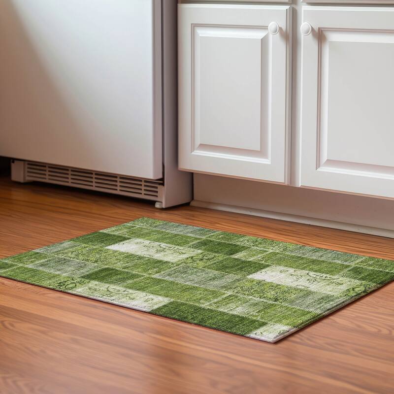Premium Washable Super Soft Vintage Boho Mayfield Rug - Olive - 1' 8" x 2' 6" - Rectangle