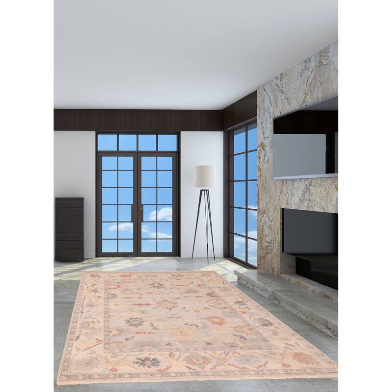 ECARPETGALLERY Hand-knotted Modern Oushak Light Grey Wool Rug - 8'2 x 9'10