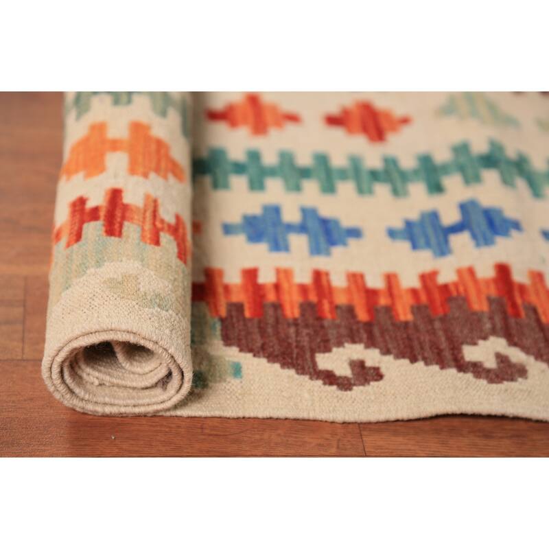 Kilim Oriental Area Rug Hand-Woven Tribal Bedroom Wool Carpet - 8'8"x 11'6"