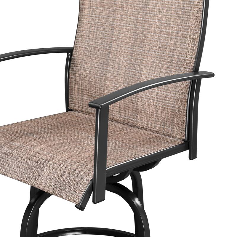2 Pieces Wrought Iron Swivel Bar Chairs for Patio or Kitchen - 23.23" x 26.38" x 51.38"