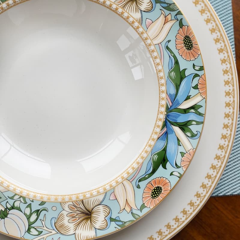 STP Goods Morris Garden Bone China Soup Deep Plate Set of 6 - 8.5"