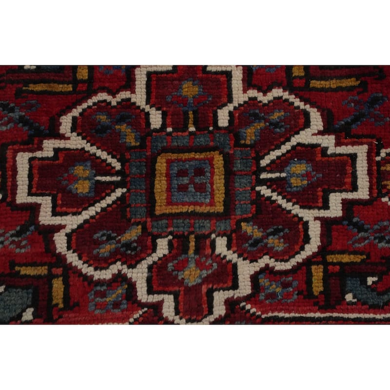 Hand Knotted Oriental 100% Wool Carpet Traditional Medallion Red Heriz Area Rug - 10' 6'' X 7' 10''