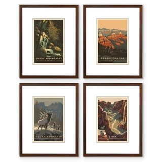 Americanflat Set of 4 National Park Prints by Anderson Design Group - Ready Framed Artwork