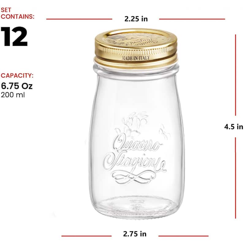 Bormioli Rocco Set of 12 Quattro Stagioni Canning Bottles