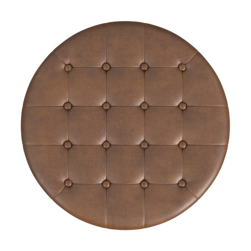 HomePop Button Tufted Round Storage Ottoman