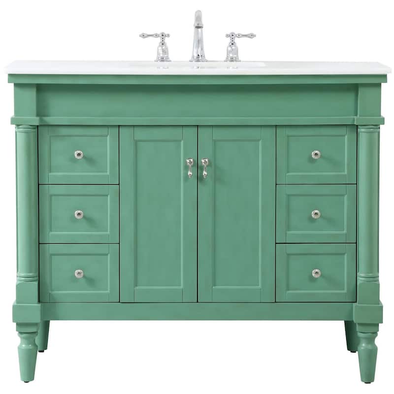 Elegant Lighting VF13042-VW Lexington 42" Free Standing Single Basin - Vintage Mint - Painted