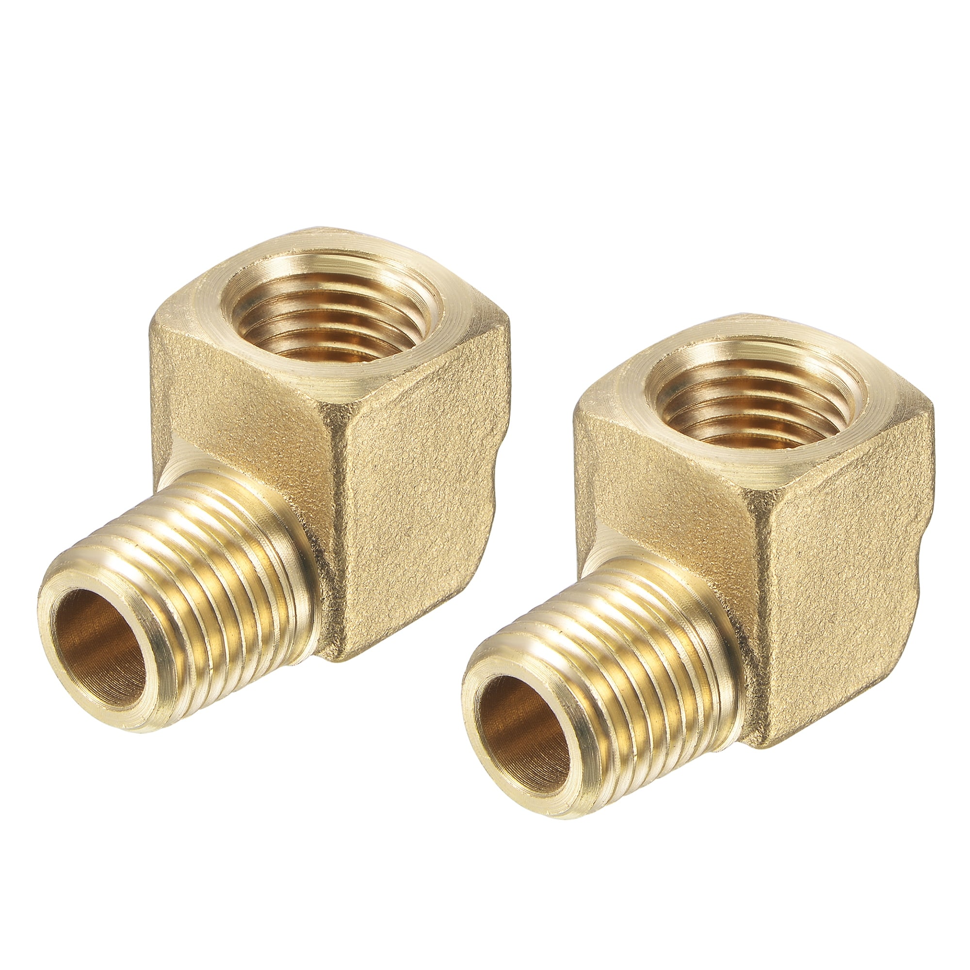 2pcs Brass Hose Fitting Elbow 1/4NPT Male to 1/4NPT Female Thread Pipe Connector 