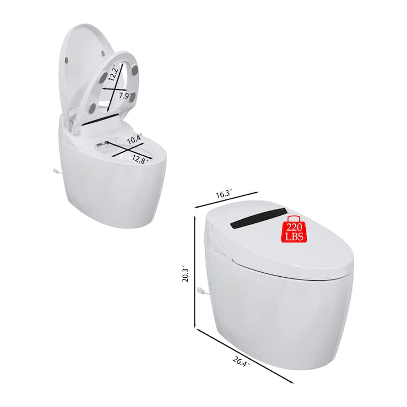 Smart Toilet with Heated Seat & Warm Air Dryer, Auto Flush One Piece Toilet with Night Light, Self Cleaning Nozzle