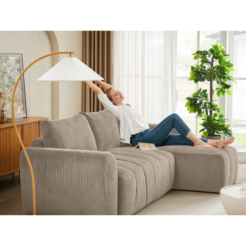 105.2" Corduroy L-Shaped Sectional Sofa with Storage