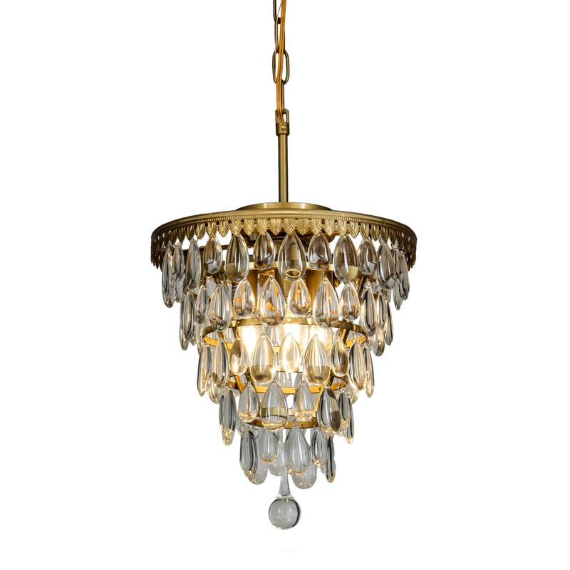3 Light Glam Crystal Tier Pendant Chandelier