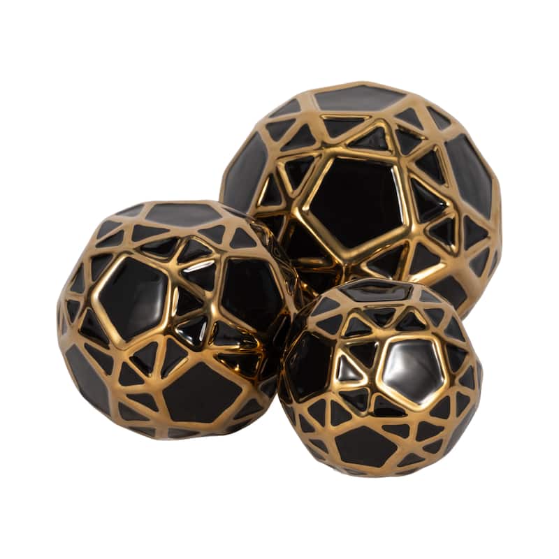 Accented Abstract Modern Coastal Decorative Orbs Set of 3