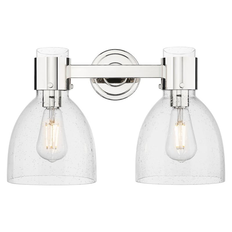 Innovations Lighting Downtown Urban - Lawton Bell - 2 Light 16" Wall-Mounted Bath Vanity Light - Polished Nickel, Seedy