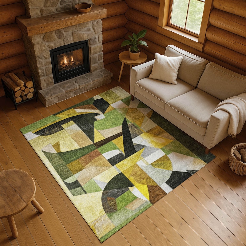 Premium Washable Super Soft Contemporary Mayfield Rug - Green - 9' x 12'