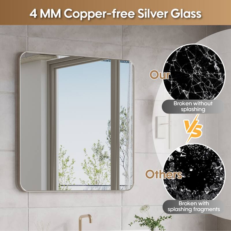 Modern Bathroom Rectangular Wall Mounted Anodized Aluminum Framed Vanity Mirror