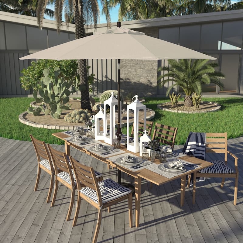 California Umbrella 9' Rd. Aluminum Patio Umbrella, Deluxe Crank Lift with Collar Tilt, Bronze Frame Finish, Pacifica Fabric - Canvas