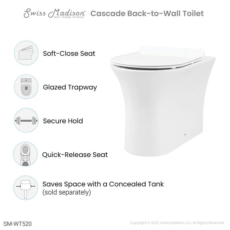 Cascade Back-to-Wall Elongated Toilet Bowl