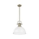 preview thumbnail 2 of 0, Yep by Golden Lighting Duncan 1-light 14in Rod Hung Pendant in Aged Brass and Matte White shade
