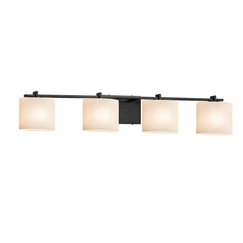 Fusion Era 4-Light Matte Black Bath Bar, Opal Oval Shade - Matte Black