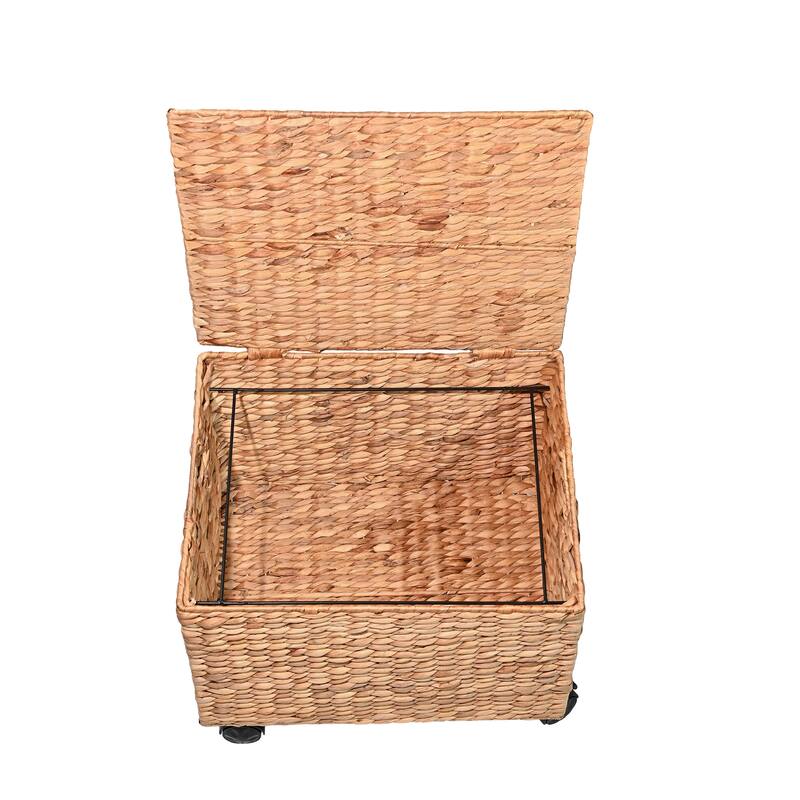 Rolling Filing Basket with Lid and 360 Degree Lockable Wheels