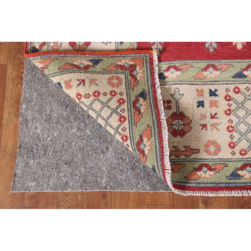 Hand Knotted Oriental 100% Wool Carpet Traditional Geometric Red Kazak Area Rug - 10' 0'' X 6' 4''