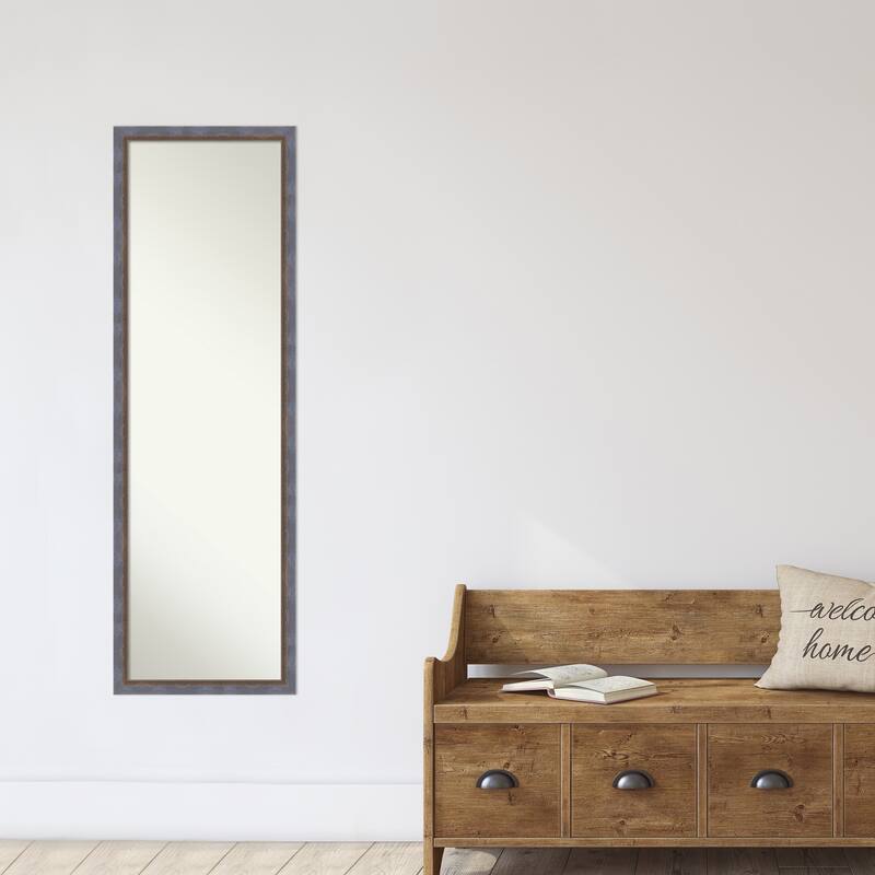 Two Tone Non-Beveled Wood Framed Full-Length On the Door Mirror - Glass Size 14x48