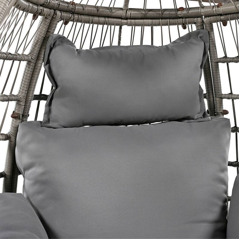 Outdoor Patio Rattan Swivel Egg Chair with Rocking Function