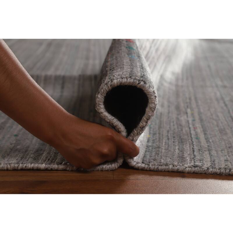 Hand Knotted Oriental 100% Wool Carpet Tribal Tribal Greys & Charcoal Gabbeh Area Rug - 9' 11'' X 7' 11''